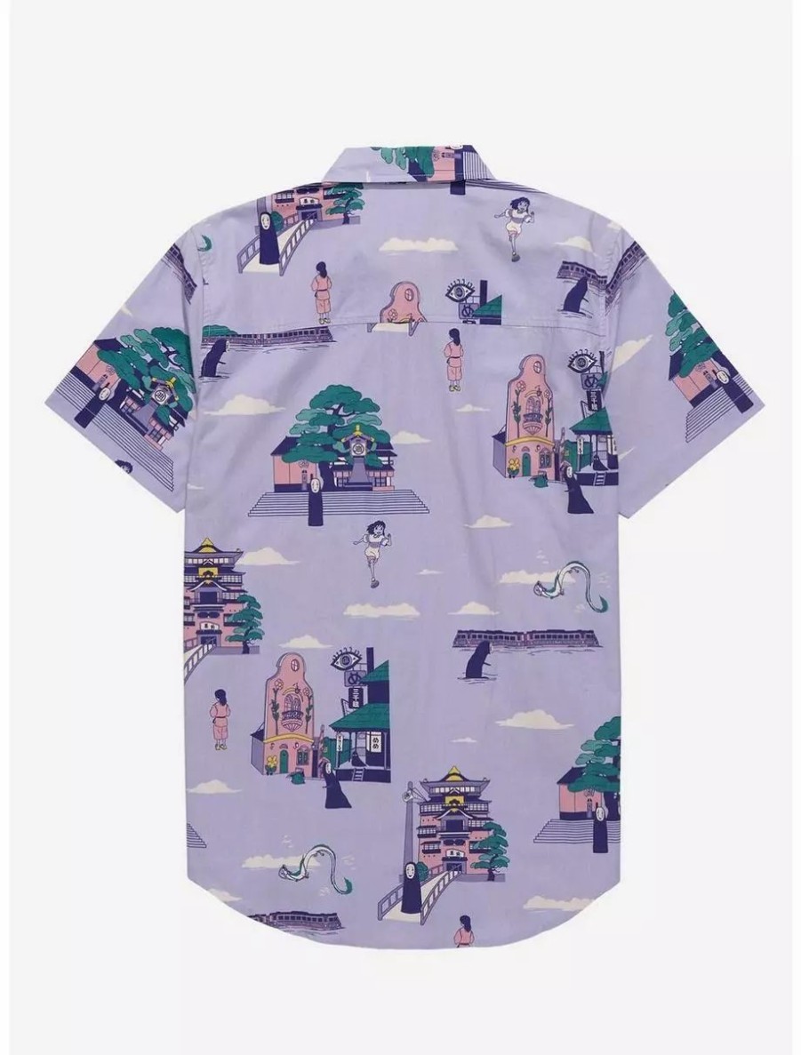 Button-Up Tops * | Our Universe Studio Ghibli Spirited Away Scenic Bathhouse Woven Button-Up Boxlunch Exclusive