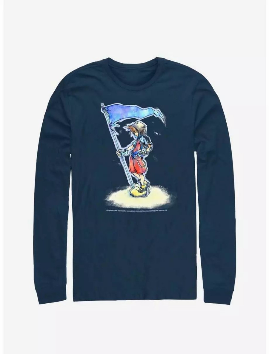 Long Sleeves * | Boxlunch Disney Kingdom Hearts Sora With Flag Long-Sleeve T-Shirt