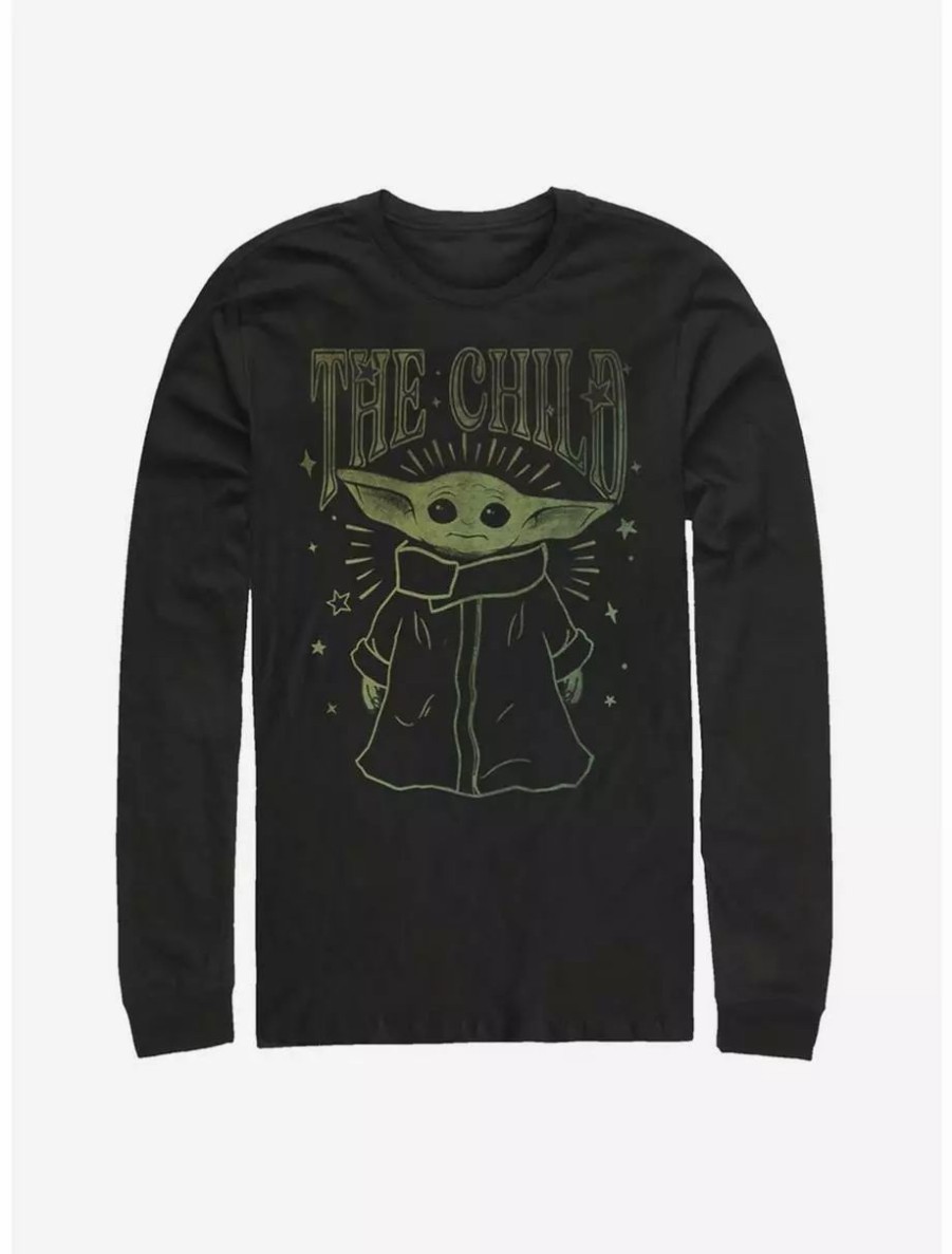 Long Sleeves * | Boxlunch Star Wars The Mandalorian The Child Vintage Outline Long-Sleeve T-Shirt