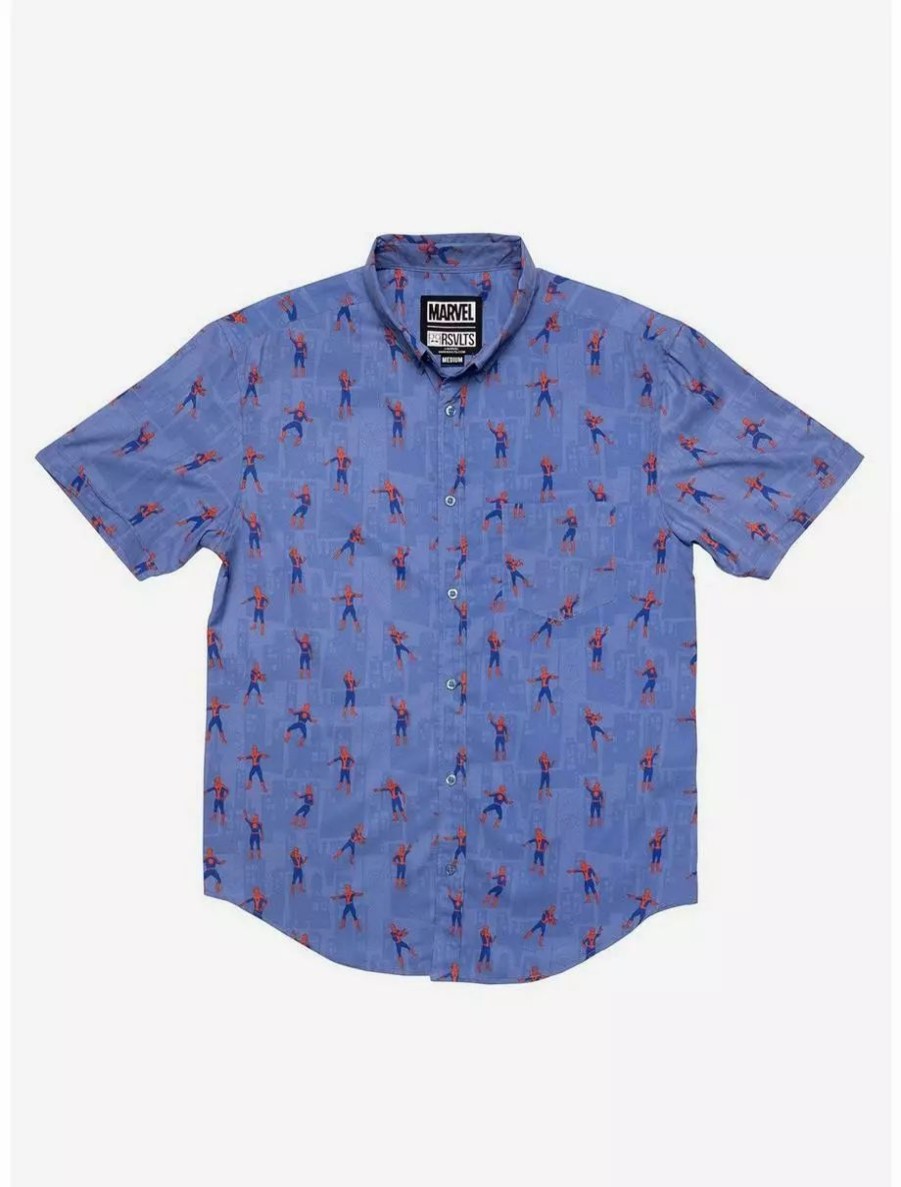 Button-Up Tops * | Boxlunch Rsvlts Marvel Spider-Man The Meme Kunuflex Short Sleeve Shirt