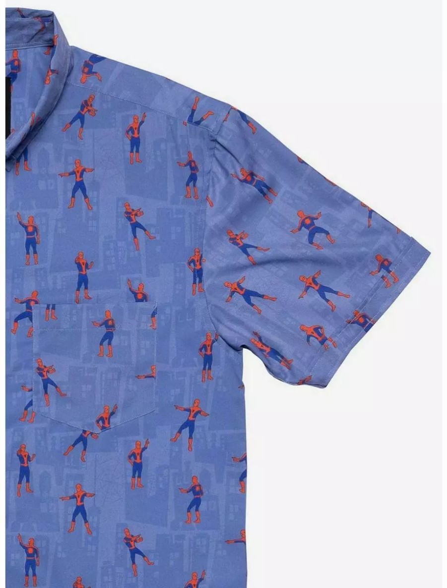 Button-Up Tops * | Boxlunch Rsvlts Marvel Spider-Man The Meme Kunuflex Short Sleeve Shirt