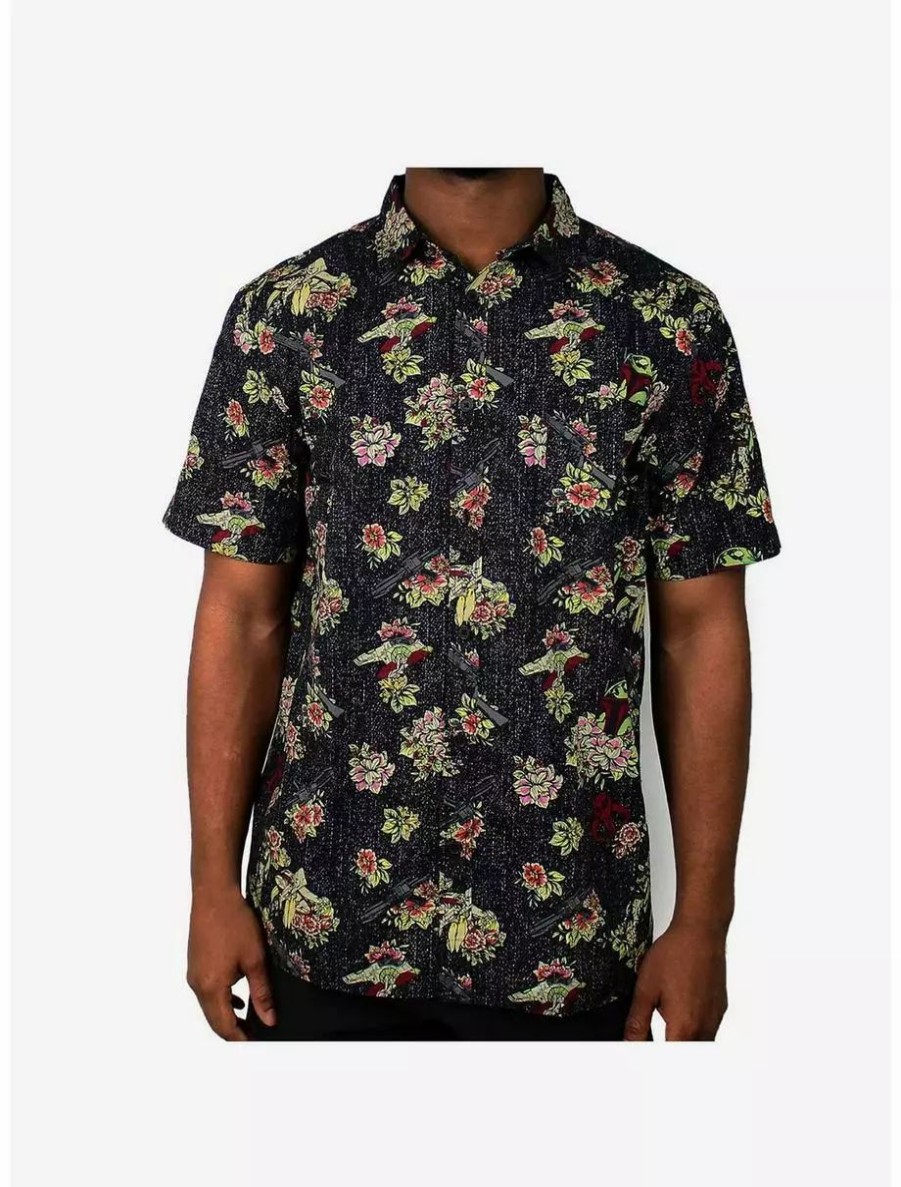 Button-Up Tops * | Boxlunch Star Wars Boba Fett Floral Woven Button-Up