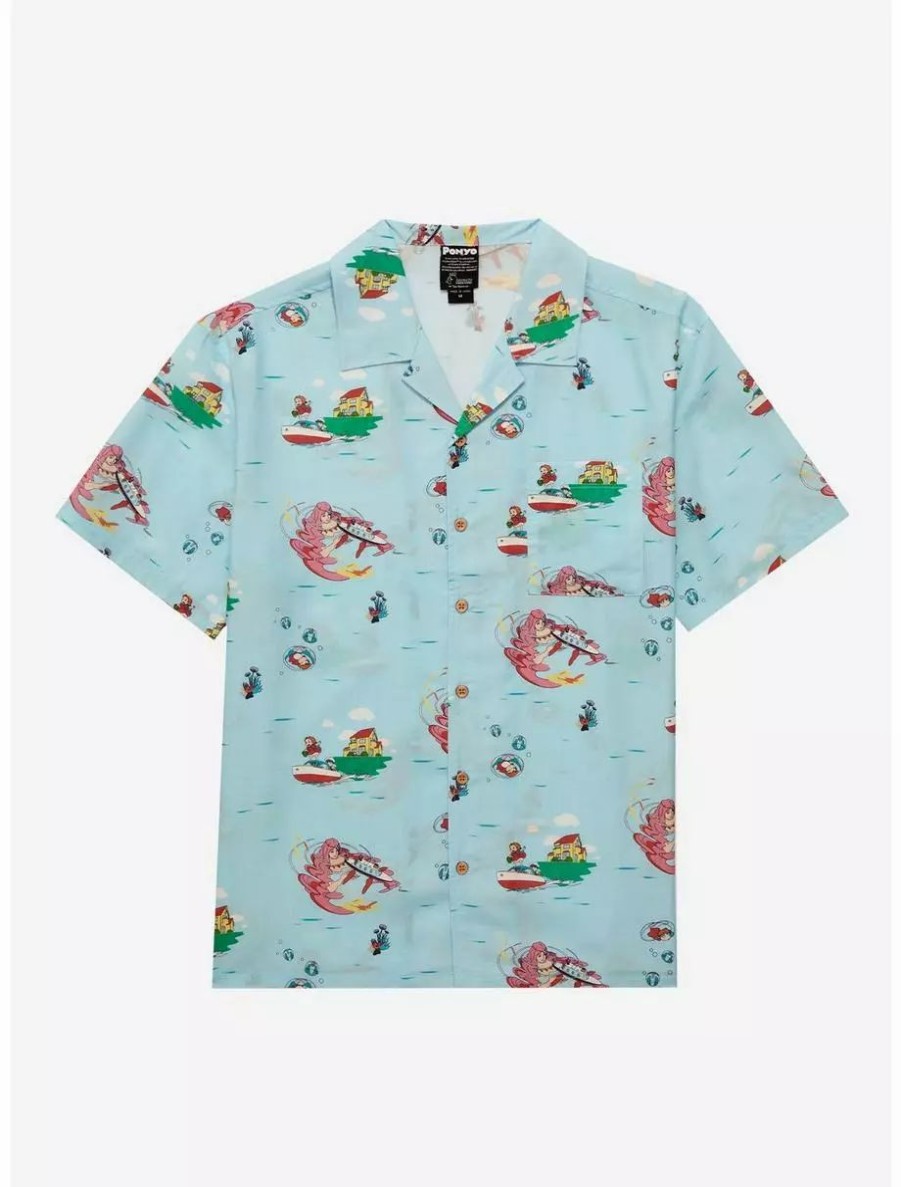 Button-Up Tops * | Studio Ghibli Ponyo Allover Print Woven Button-Up Boxlunch Exclusive