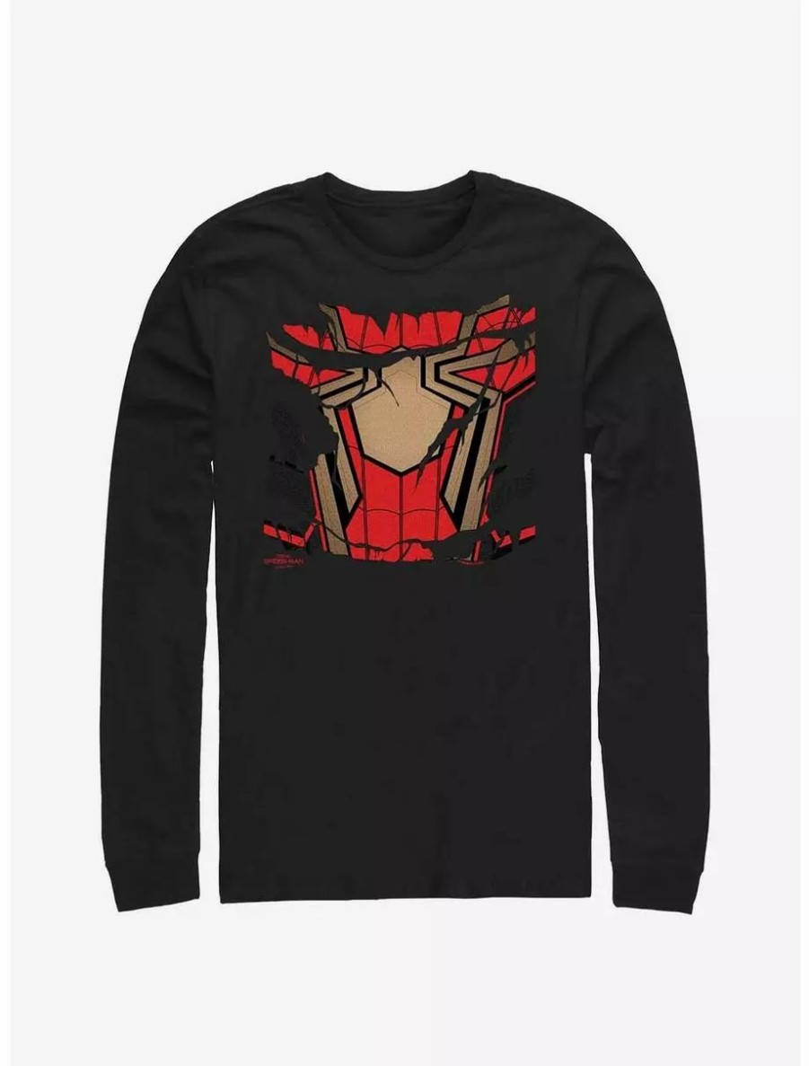 Long Sleeves * | Boxlunch Marvel Spider-Man: No Way Home Iron Spider Ripped Costume Long-Sleeve T-Shirt