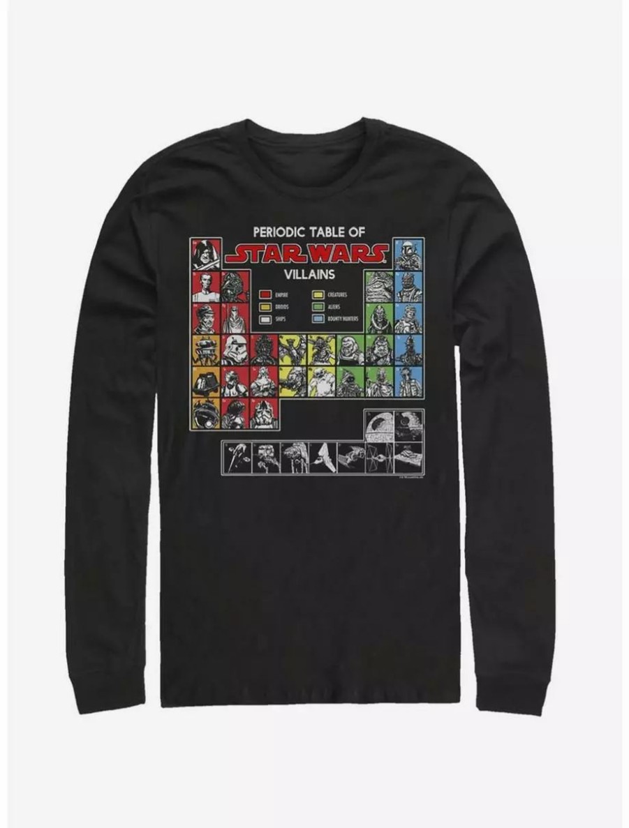 Long Sleeves * | Boxlunch Star Wars Periodic Table Of Villains Long-Sleeve T-Shirt