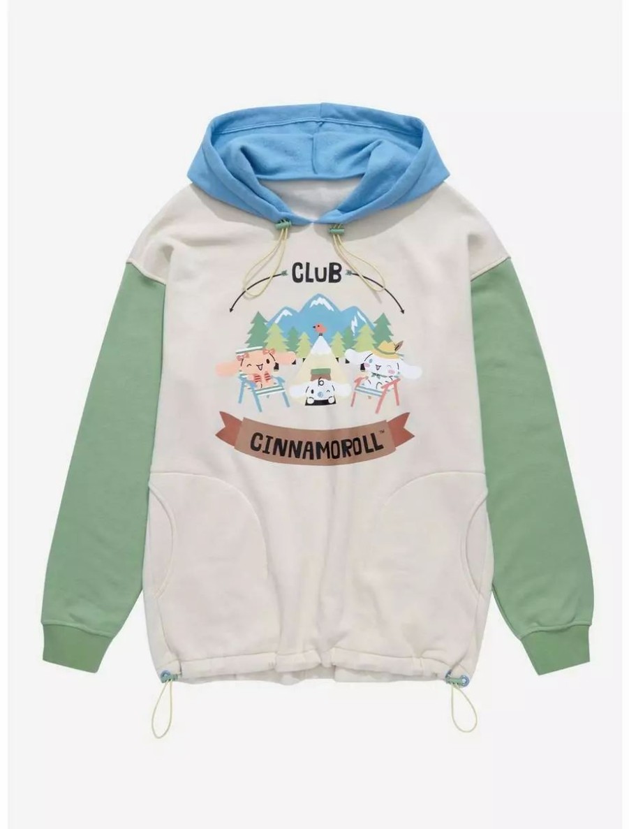 Hoodies * | Sanrio Cinnamoroll Camping Club Cinnamoroll Color Block Hoodie Boxlunch Exclusive