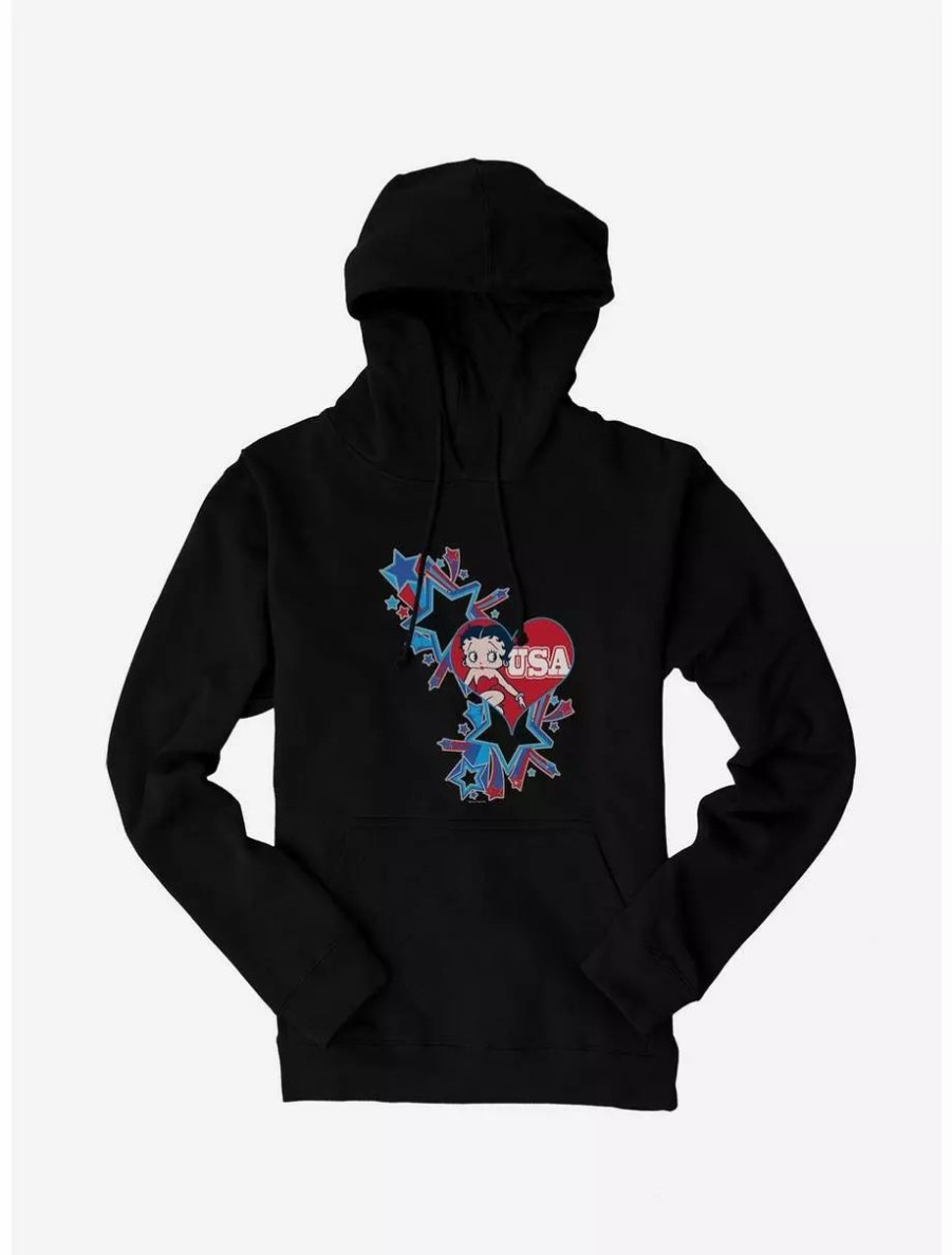 Hoodies * | Boxlunch Betty Boop Usa Blue Heart And Stars Hoodie