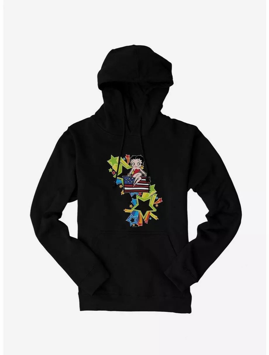 Hoodies * | Boxlunch Betty Boop Usa Rainbow Heart And Stars Hoodie