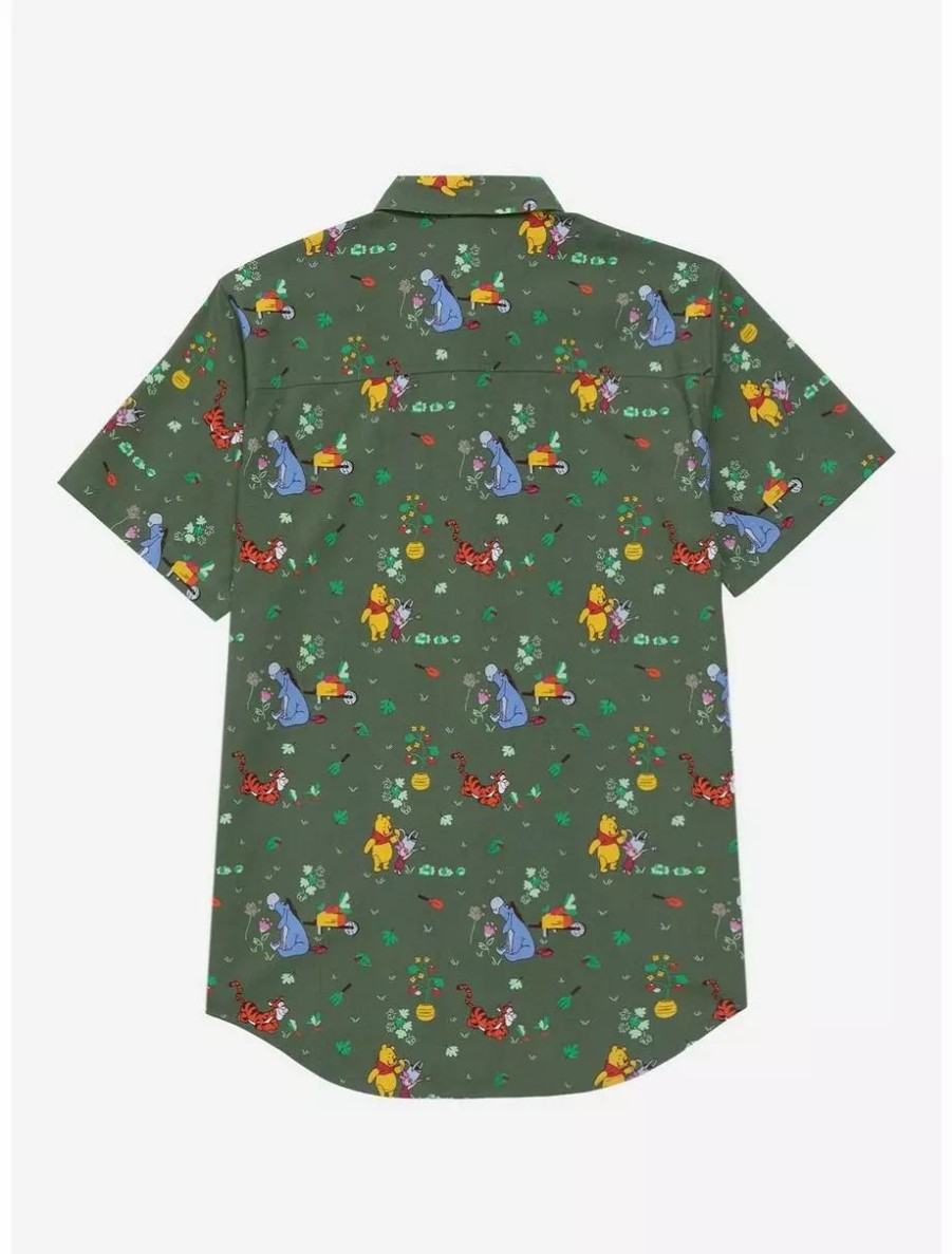 Button-Up Tops * | Disney Winnie The Pooh Earth Day Allover Print Woven Button-Up Boxlunch Exclusive