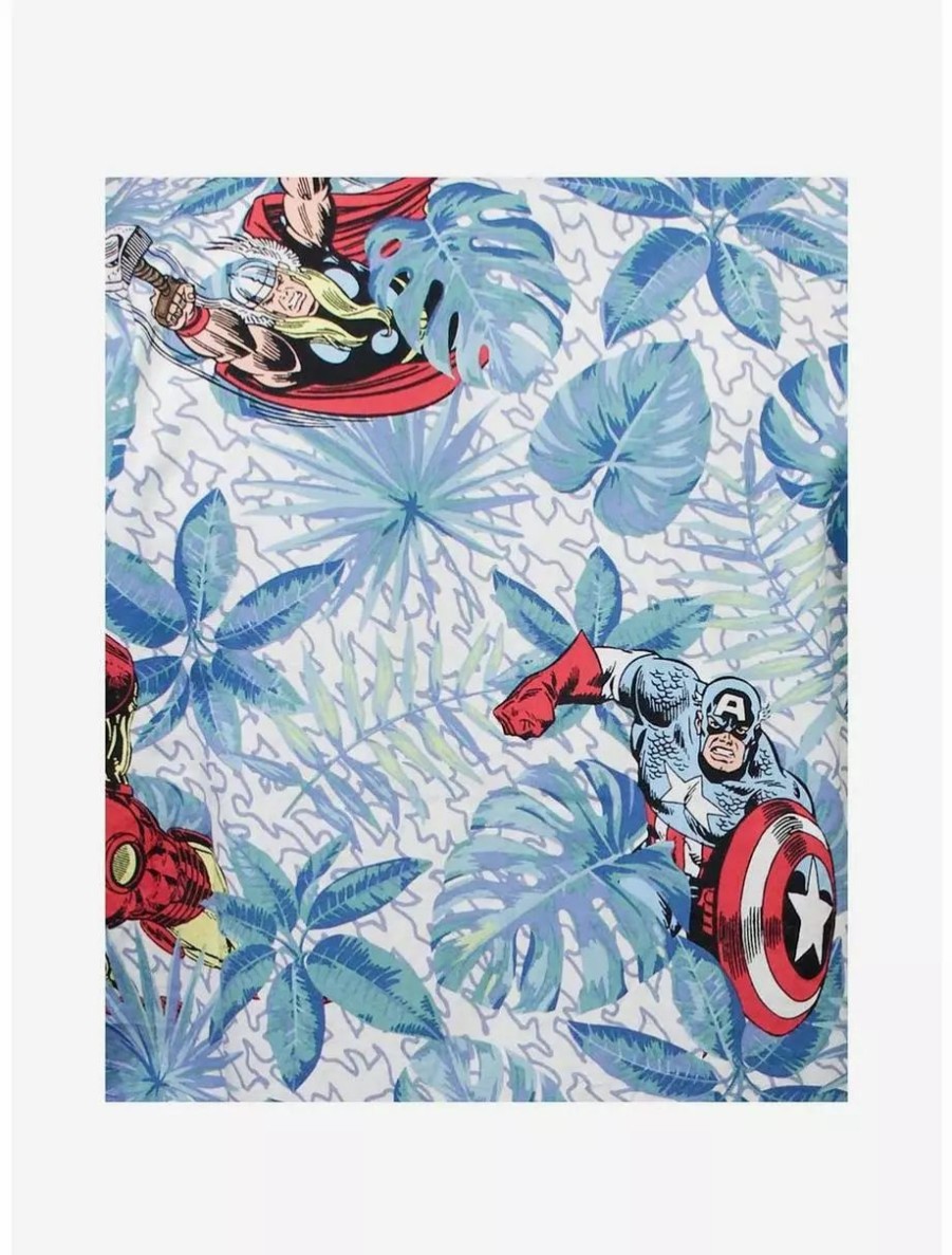 Button-Up Tops * | Boxlunch Marvel Avengers Retro Heroes Paradise Woven Button-Up