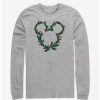 Long Sleeves * | Boxlunch Disney Mickey Mouse Mistletoe Wreath Ears Long-Sleeve T-Shirt