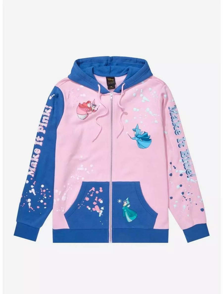 Hoodies * | Disney Sleeping Beauty Fairies Color Block Zippered Hoodie Boxlunch Exclusive